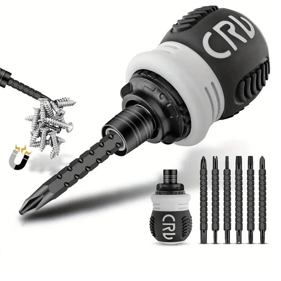Ratchet Screwdriver Set with Sleeve Dual Head Screwdriver Expansion Cross Bits - 26-in-1