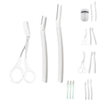 3Pcs Eyebrow Razor Set Facial Trimmer Shaver Blade Hair Remover Beauty Tool - 2X Eyebrow Razor+Scissor-White