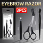 3PCS Eyebrow Razor Set Trimmer Shaver Scissors Spooley Dermaplaning Tweezers