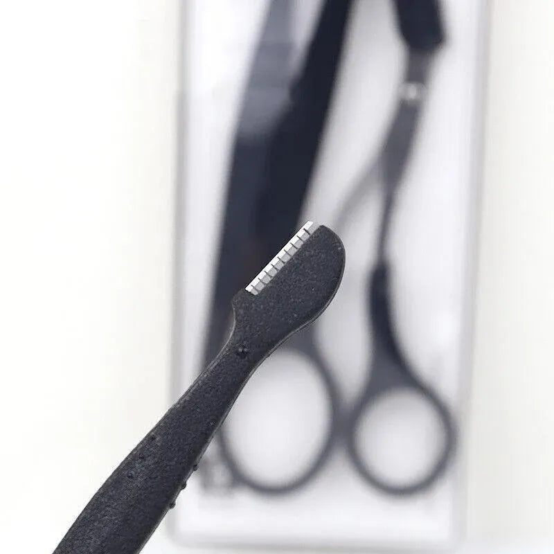 3PCS Eyebrow Razor Set Trimmer Shaver Scissors Spooley Dermaplaning Tweezers