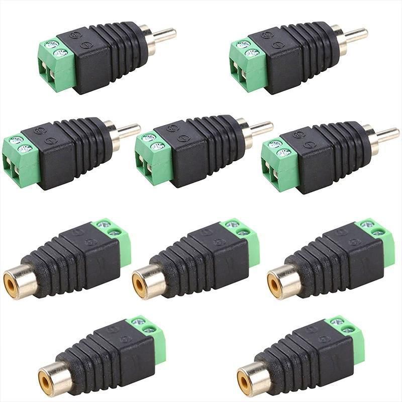 2/4 Pair Speaker Wire cable to female & male RCA Adapter Connector Jack Plug LED - 2 PAIRS