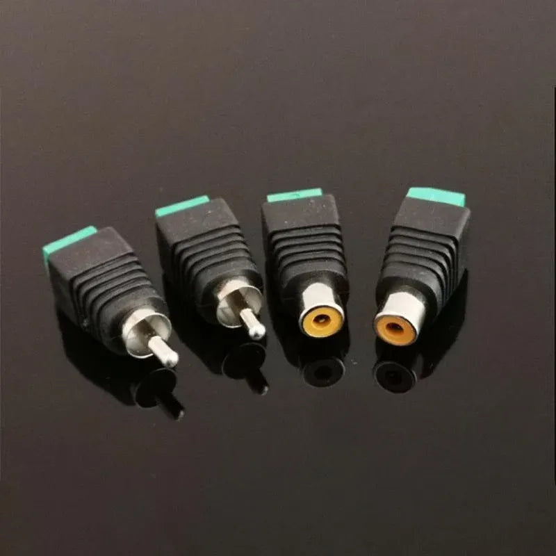 2/4 Pair Speaker Wire cable to female & male RCA Adapter Connector Jack Plug LED - 2 PAIRS