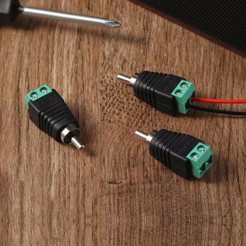 2/4 Pair Speaker Wire cable to female & male RCA Adapter Connector Jack Plug LED - 2 PAIRS