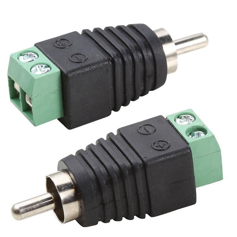 2/4 Pair Speaker Wire cable to female & male RCA Adapter Connector Jack Plug LED - 2 PAIRS
