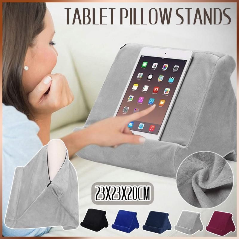 Tablet Pillow Stands For iPad Book Reader Holder Rest Laps Reading Cushion - Grey