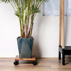 1-Piece Brown Rolling Plant Pot Stand with Four Castors, 25 x 25 cm