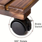1-Piece Brown Rolling Plant Pot Stand with Four Castors, 25 x 25 cm