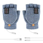 USB Heated Half Finger Gloves Winter Warm Knitted Gloves for Typing and Office Use - Blue