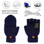 USB Heated Half Finger Gloves Winter Warm Knitted Gloves for Typing and Office Use - Green