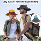 Women Wide Brim Ponytail Hat Sun Protect Visor Summer Beach Cap Anti Uv Floppy - Red - Rear View
