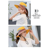 Women Wide Brim Ponytail Hat Sun Protect Visor Summer Beach Cap Anti Uv Floppy - Red - Extra Image