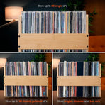 Bamboo Wood Record Stand Large Capacity Space Saving Vinyl Collection Display