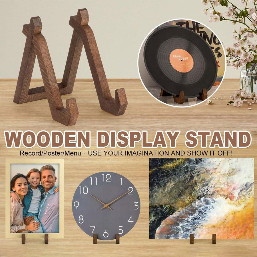 Wooden Recipe Stand Menu Display Holder Family Record Poster Stand Base Rack