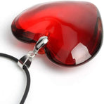Red Heart Crystal Glass Pendant Necklace for Women 43mm