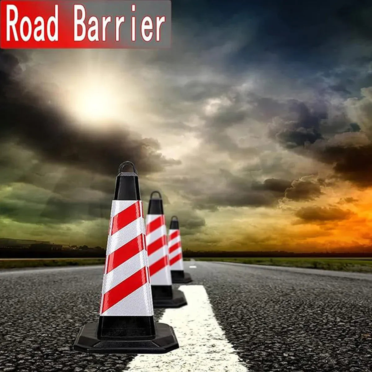 2PCS Rubber Traffic Cone Safety Cone Flexible for Construction