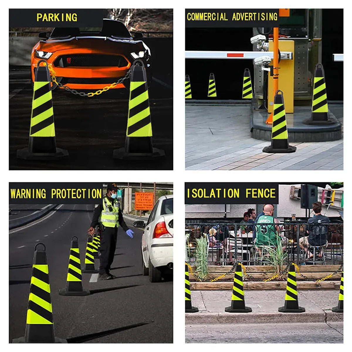 2PCS Rubber Traffic Cone Safety Cone Flexible for Construction