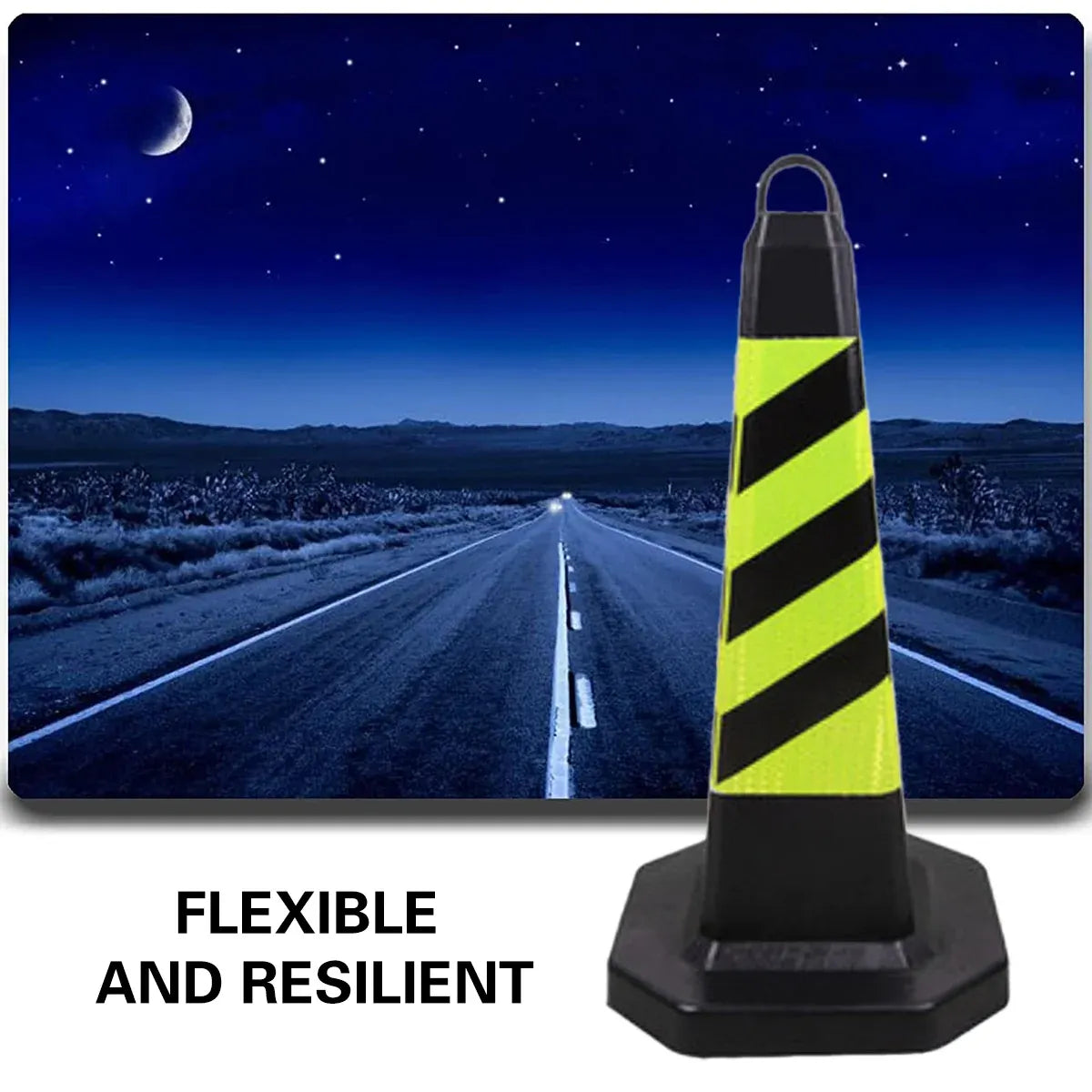 2PCS Rubber Traffic Cone Safety Cone Flexible for Construction