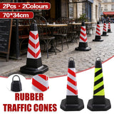 2PCS Rubber Traffic Cone Safety Cone Flexible for Construction - Front View