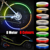 8m Reflective Tape for Bikes Cars Motorcycles Waterproof High Visibility Strip - Colourful - Front View