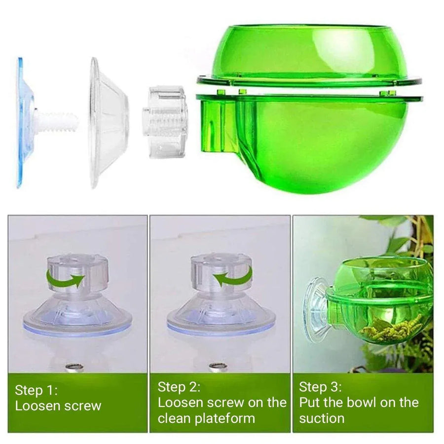 Suction Cup Reptile Feeder Anti-Escape Reptiles Water Bowl Live Fodder Container