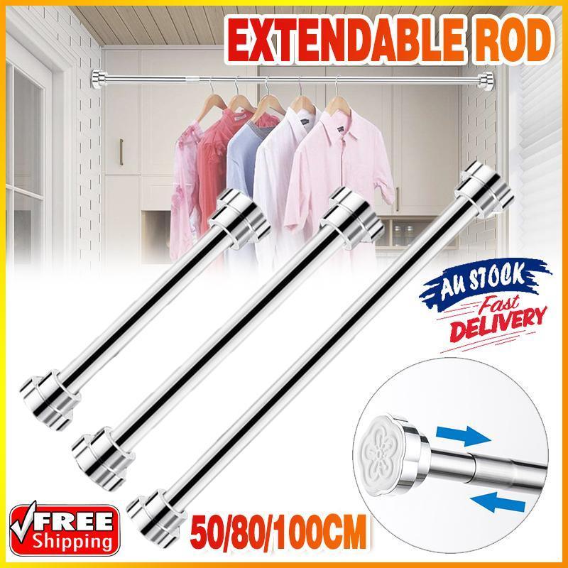 Adjustable Tension Rod Extendable Rack Shower Wind Curtain Closet Pole 50-160cm - 50-85cm