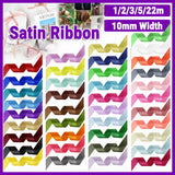 10mm Width Satin Hair Ribbon Wedding Party Decoration Gift Banquet 22m - Coffee - Front View