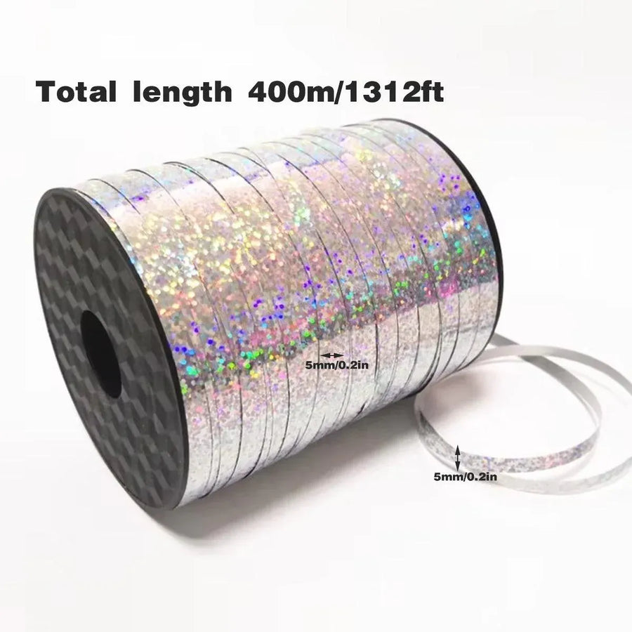 5mm Balloon Ribbon Curling Party String Gift Wrap Decoration Birthday Wedding - Laser-Silver