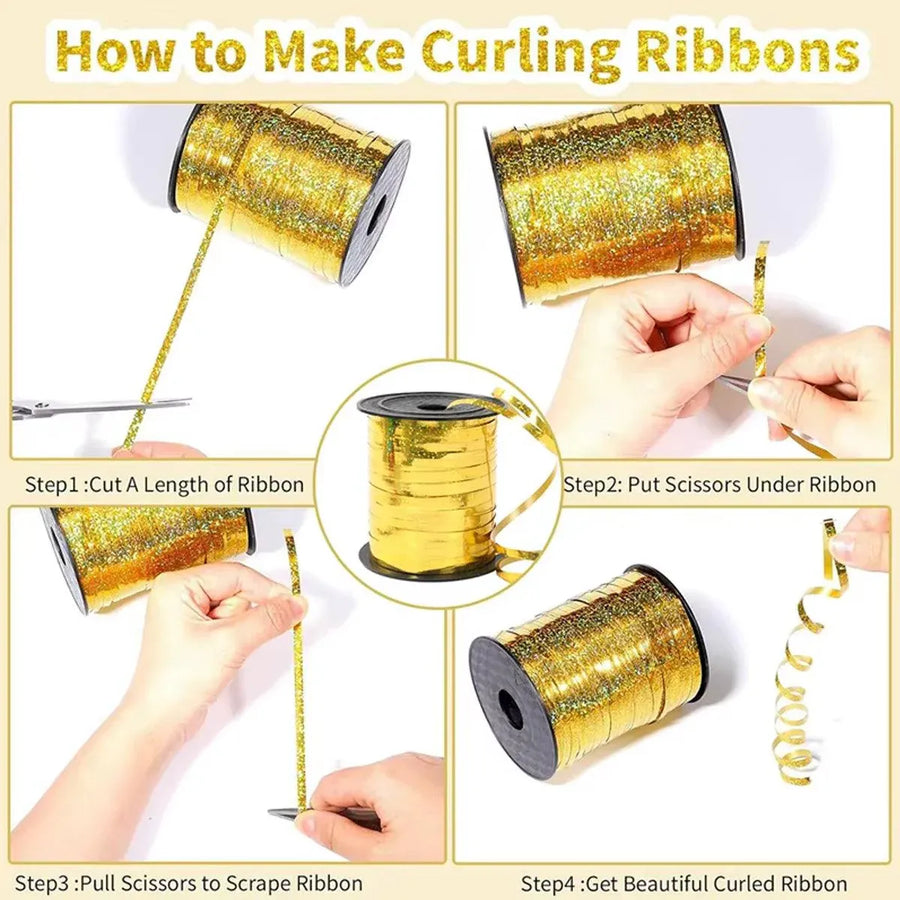 5mm Balloon Ribbon Curling Party String Gift Wrap Decoration Birthday Wedding - Laser-Silver