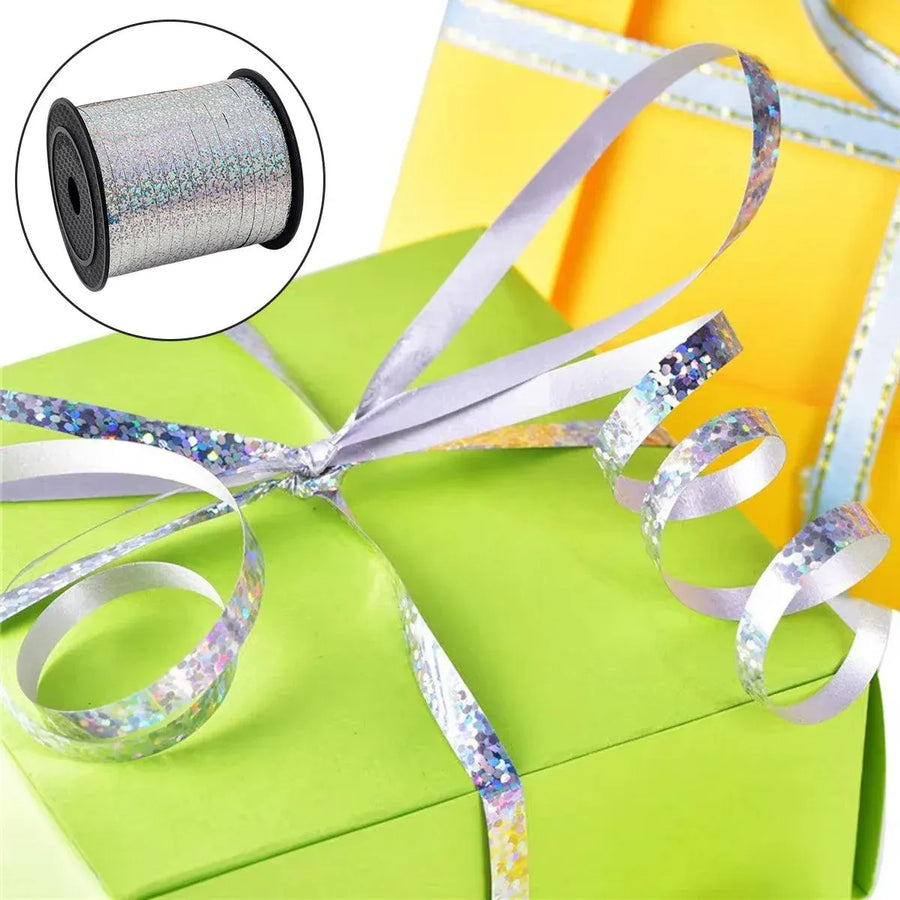 5mm Balloon Ribbon Curling Party String Gift Wrap Decoration Birthday Wedding - Laser-Silver