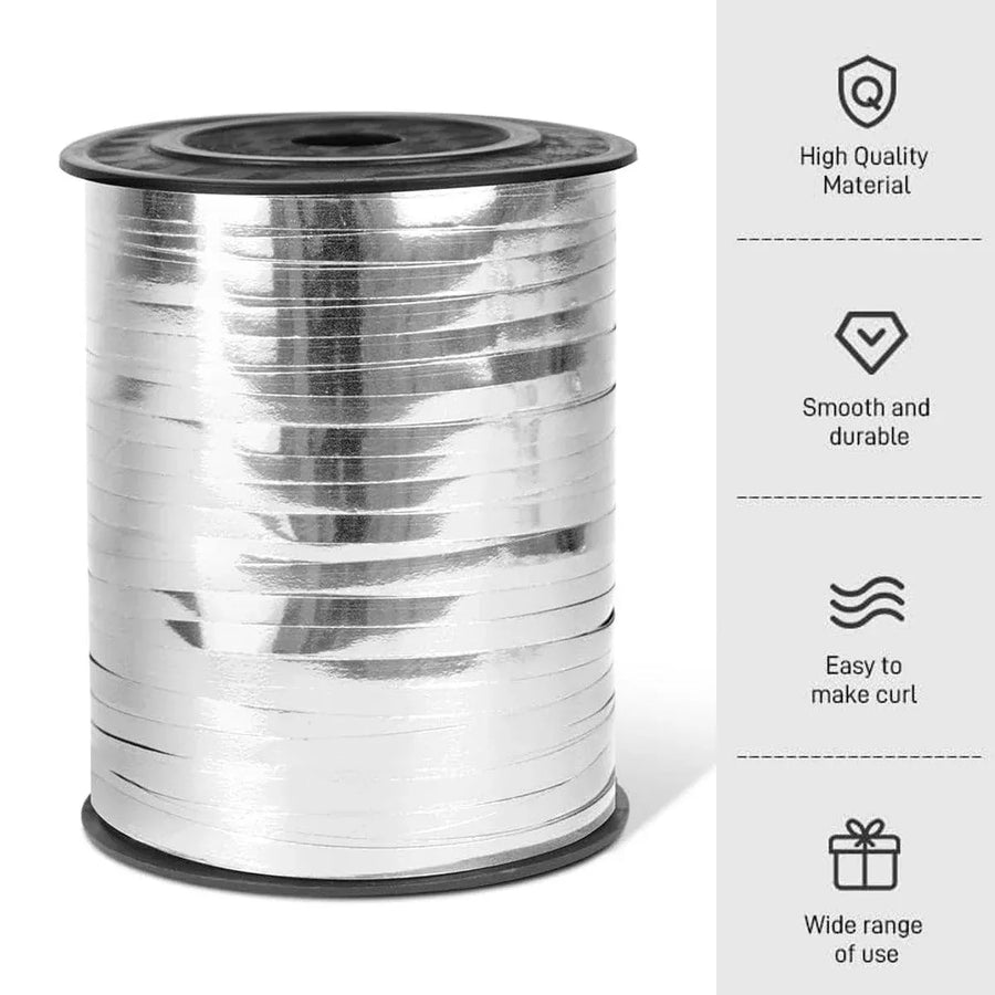 5mm Balloon Ribbon Curling Party String Gift Wrap Decoration Birthday Wedding - Laser-Silver
