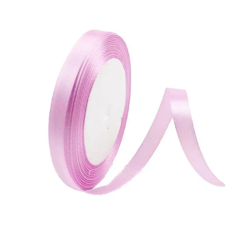 10mm Width Satin Hair Ribbon Wedding Party Decoration Gift Banquet 22m - Pink Purple