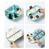 Triangle Onigiri Bento Compartment Lunch Box Portable Food Storage Container - Top-Down View