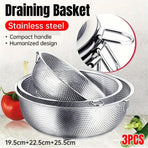 3-Piece Nested Drain Basket Set with Side Handles