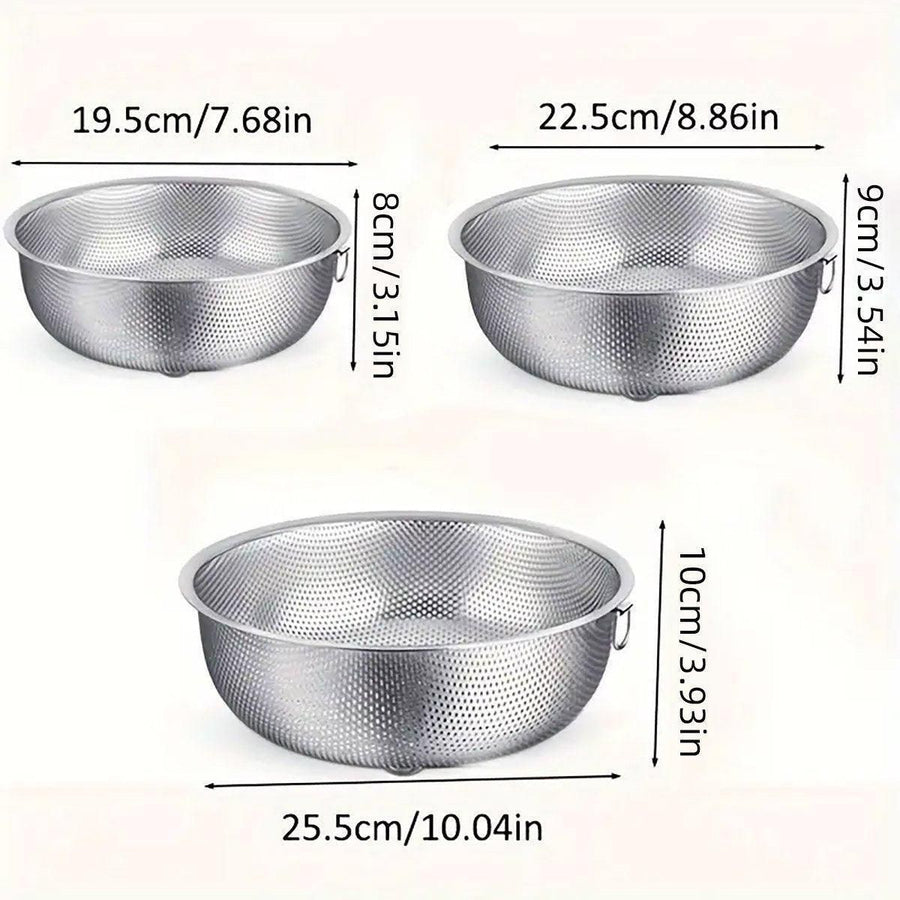 3-Piece Nested Drain Basket Set with Side Handles