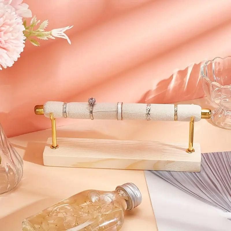 Simple Wooden Jewellery Organizer Rack Ring Display Stand for Rings Earrings - Single