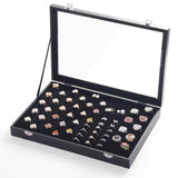 Black Jewellery Box with Lid Dustproof Necklace Ring Earring Storage Display Box - Front View
