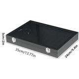 Black Jewellery Box with Lid Dustproof Necklace Ring Earring Storage Display Box - Side View
