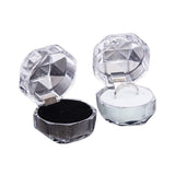 20pcs Acrylic Octagonal Jewelry Ring Earrings Box Transparent Display Cases - White - Front View