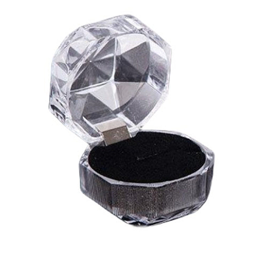 20pcs Acrylic Octagonal Jewelry Ring Earrings Box Transparent Display Cases - White
