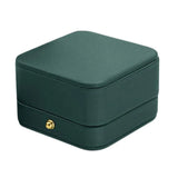 Dark Green Jewelry Box Ring Box Pair Compact Storage Box for Rings Accessories - Front View