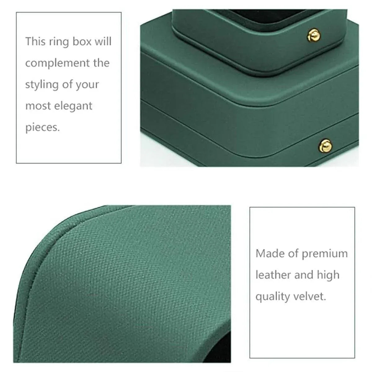Dark Green Jewelry Box Ring Box Pair Compact Storage Box for Rings Accessories