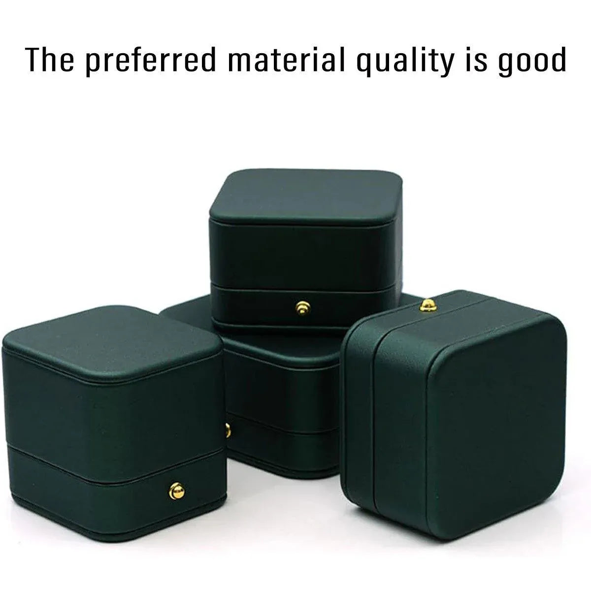 Dark Green Jewelry Box Ring Box Pair Compact Storage Box for Rings Accessories