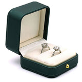 Dark Green Jewelry Box Ring Box Pair Compact Storage Box for Rings Accessories - Extra Image