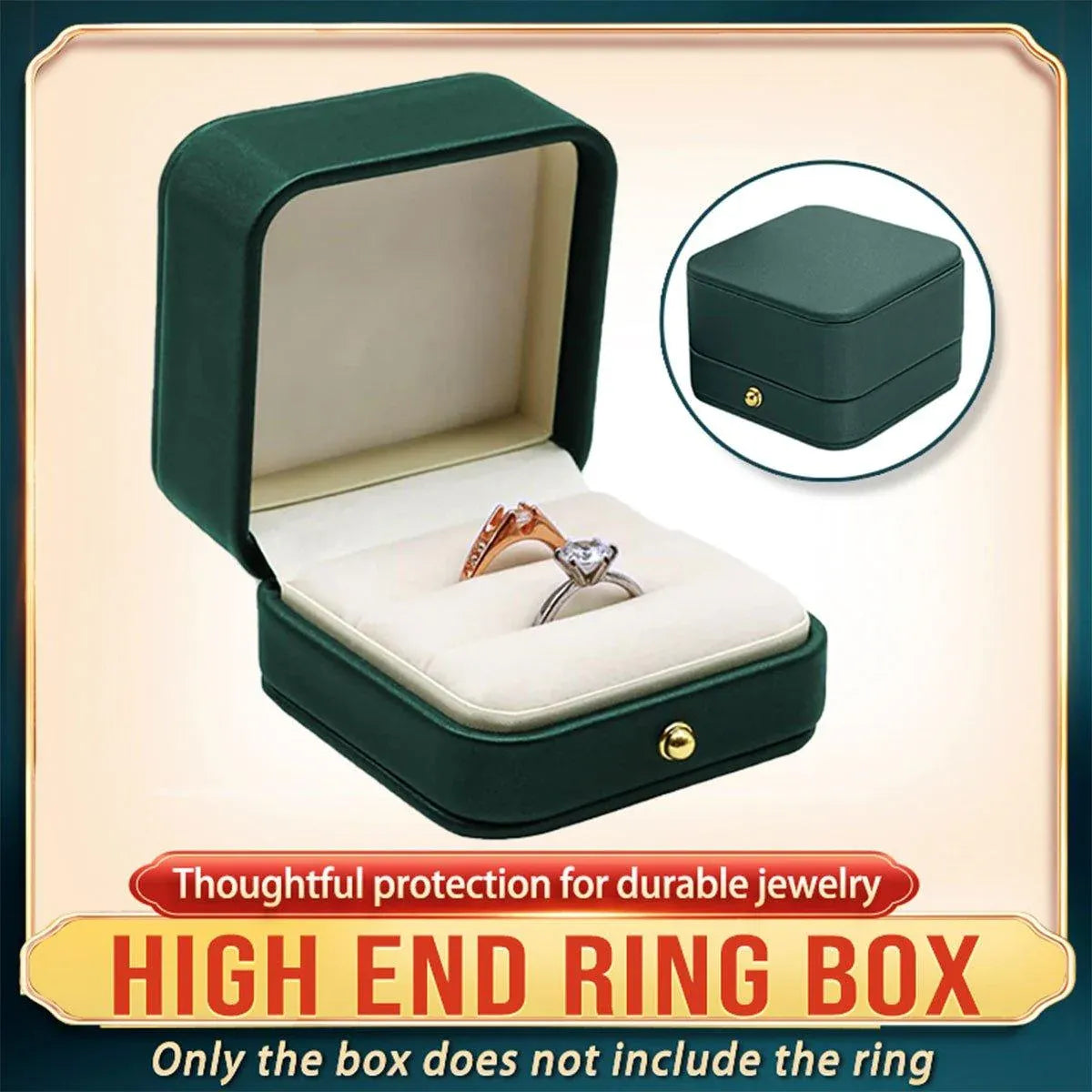 Dark Green Jewelry Box Ring Box Pair Compact Storage Box for Rings Accessories