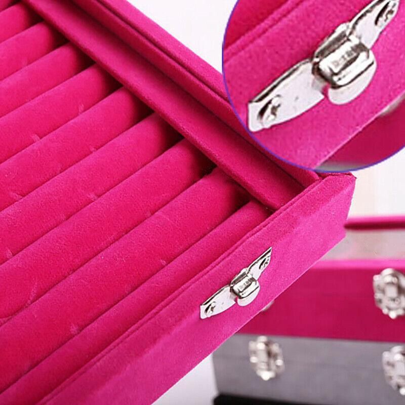 Velvet Ring Earring Jewelry Display Organizer Box Tray Holder Storage Case - Beige