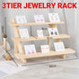 3 Tiers Wooden Earring Display Stand Holder Necklace Ring Counter Display
