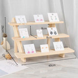 3 Tiers Wooden Earring Display Stand Holder Necklace Ring Counter Display - Side View