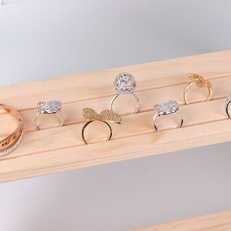 3 Tiers Wooden Earring Display Stand Holder Necklace Ring Counter Display