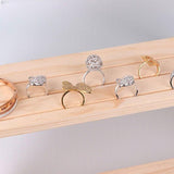 3 Tiers Wooden Earring Display Stand Holder Necklace Ring Counter Display - Close-Up Angle