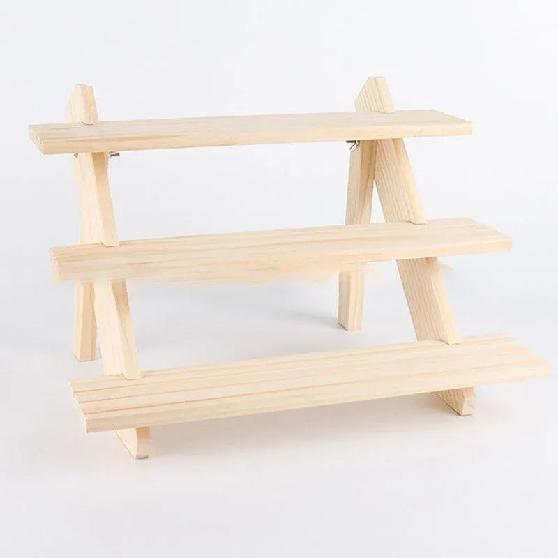 3 Tiers Wooden Earring Display Stand Holder Necklace Ring Counter Display